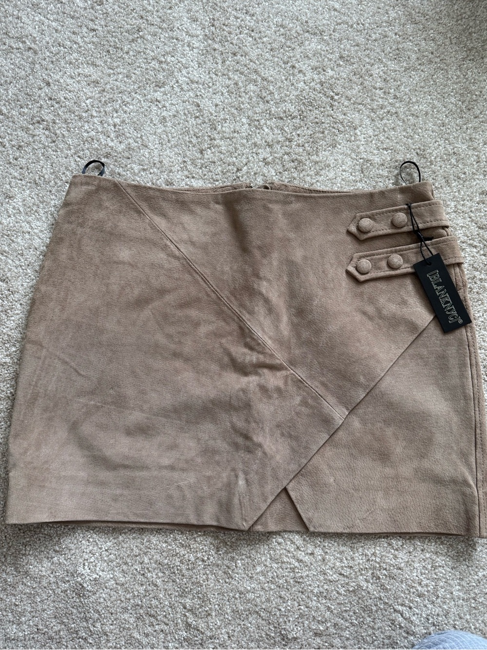 Blank NYC Tan Faux Suede Wrap-Style Mini Skirt